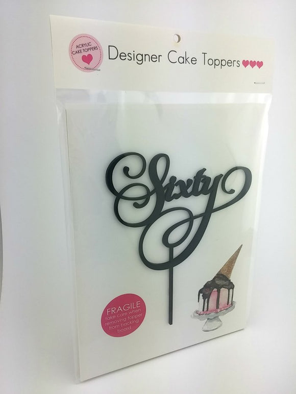 Acrylic Cake Topper - SIXTY (Black)