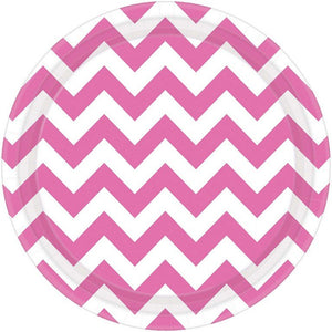 Bright Pink - Chevron Paper Plates 23cm