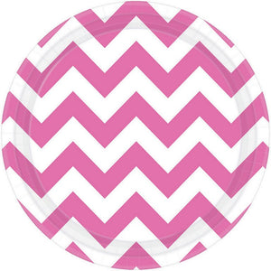 Bright Pink - Chevron Paper Plates 17cm
