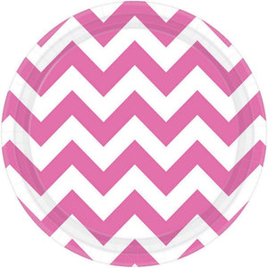 Bright Pink - Chevron Paper Plates 17cm