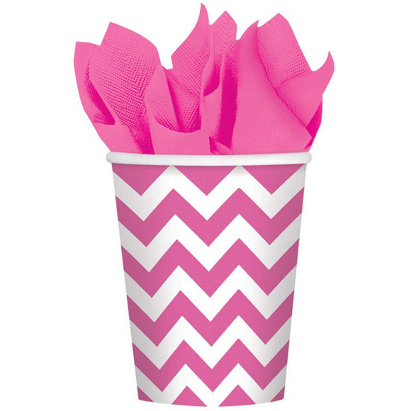 Bright Pink - Chevron Paper Cups