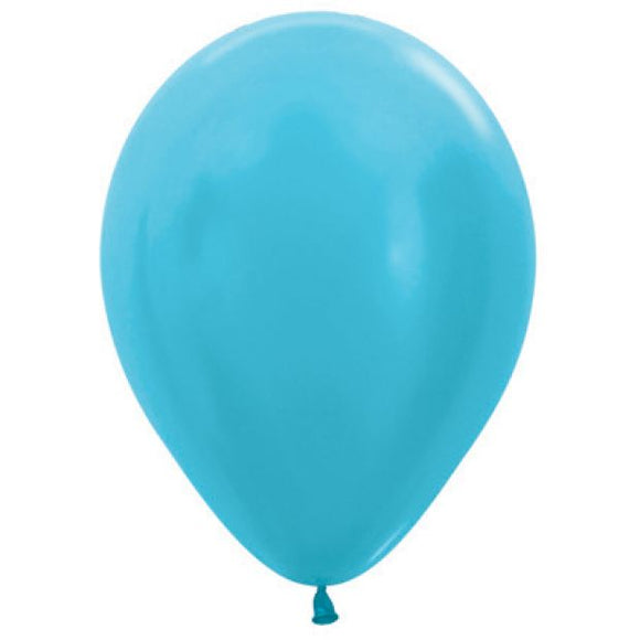 Pearl Caribbean Blue Latex Balloons - 25 Pack