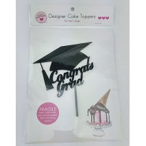 Acrylic Congrats Grad Cake Topper Black