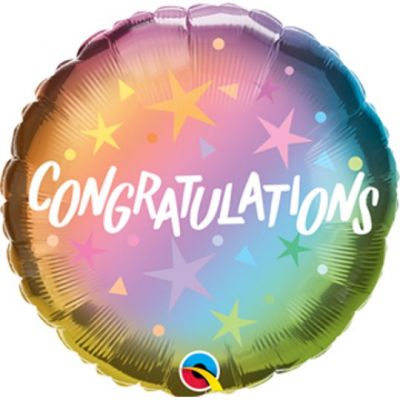 45cm Foil - Congratulations Ombre Rainbow