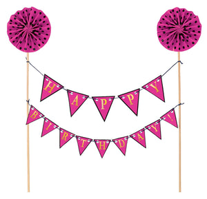 CAKE PICK - Pink wood with Paper