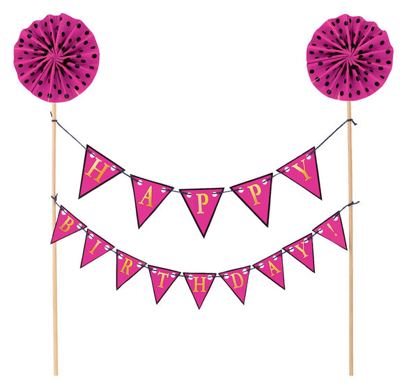 CAKE PICK - Pink wood with Paper