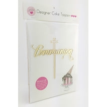 Acrylic Cake Topper - COMMUNION (Gold)