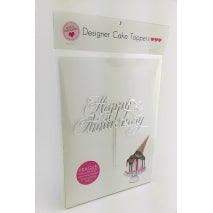 Acrylic Cake Topper - HAPPY ANNIVERSARY (Silver)