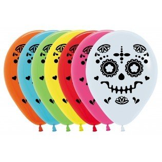 30cm Multicoloured Day of the Dead - 12 Pack