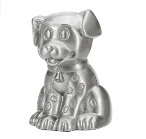 PEWTER MONEY BOX - SILVER DOG