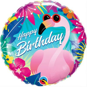 45cm Foil Balloon -  "Happy Birthday" Flamingo