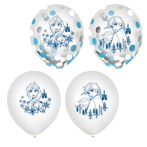 FROZEN with Confetti Latex Balloons - 6Pk