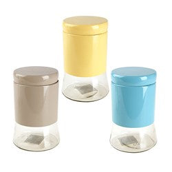 Glass Jar w Coloured Metal Coating 550ml 3 Asstd Cols