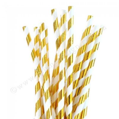 GOLD - Chevron Paper Straws