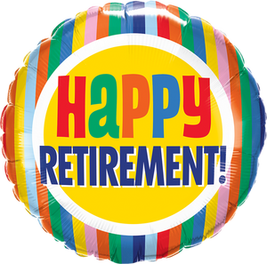 45cm Foil Balloon - HAPPY RETIREMENT STRIPES