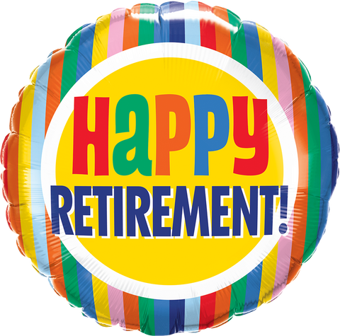 45cm Foil Balloon - HAPPY RETIREMENT STRIPES