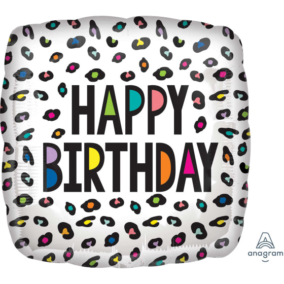 45cm Foil Balloon - HAPPY BIRTHDAY Rainbow Leopard