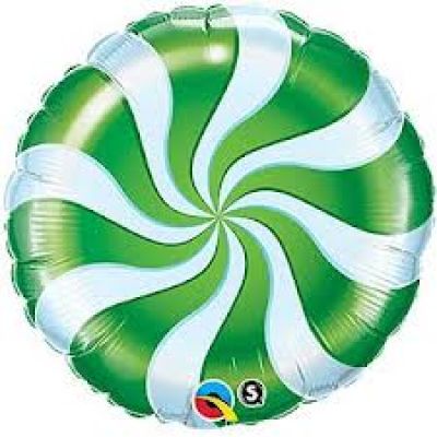 45cm Foil Balloon - Christmas green and white swirl