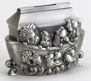 PEWTER MONEY BOX - SILVER NOAH'S ARC