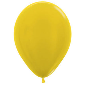 Metallic Yellow Latex Balloons - 25 Pack