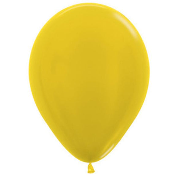 Metallic Yellow Latex Balloons - 25 Pack