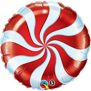45cm Foil Balloon - Christmas red and white swirl