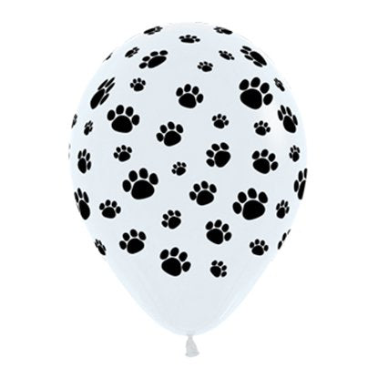 30cm White with Black Paws - 12 Pack