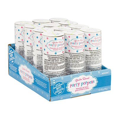 Mini Confetti Poppers - BOY 12Pk