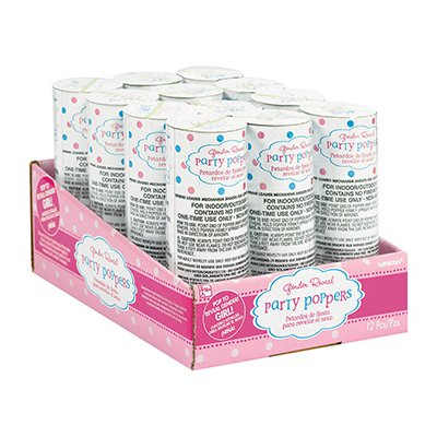 Mini Confetti Poppers - GIRL 12Pk