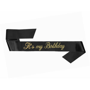 BLACK "it's my birthday" SASH