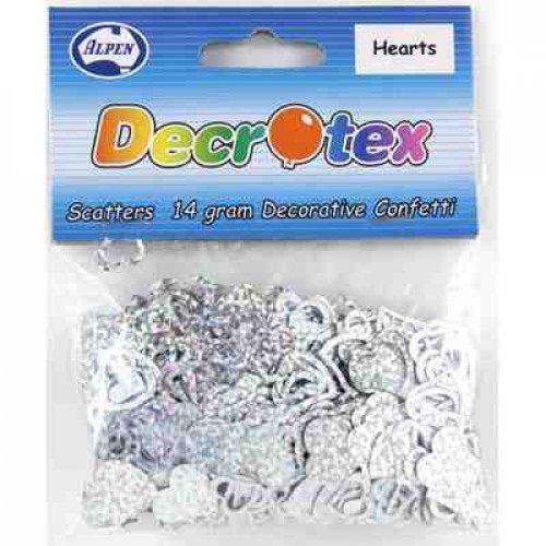 Decorative Confetti Scatters- Silver Hearts