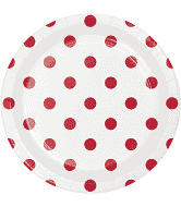Red/White - Dotted Paper Plates 17cm